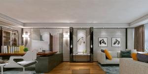 萬科大廈欣悅化妝品公司，白與黃的搭配，簡約、大氣！